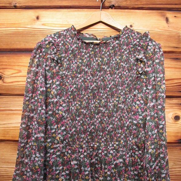 Draper James RSVP Green Smocked Floral Chiffon Dress XXL - Picture 4 of 8